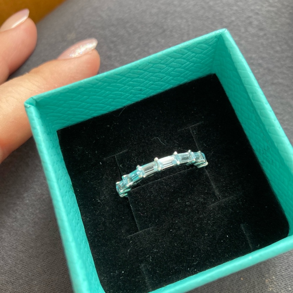 Sterling silver Baguette Sky Blue Topaz Stacking Ring sz 7 3/4